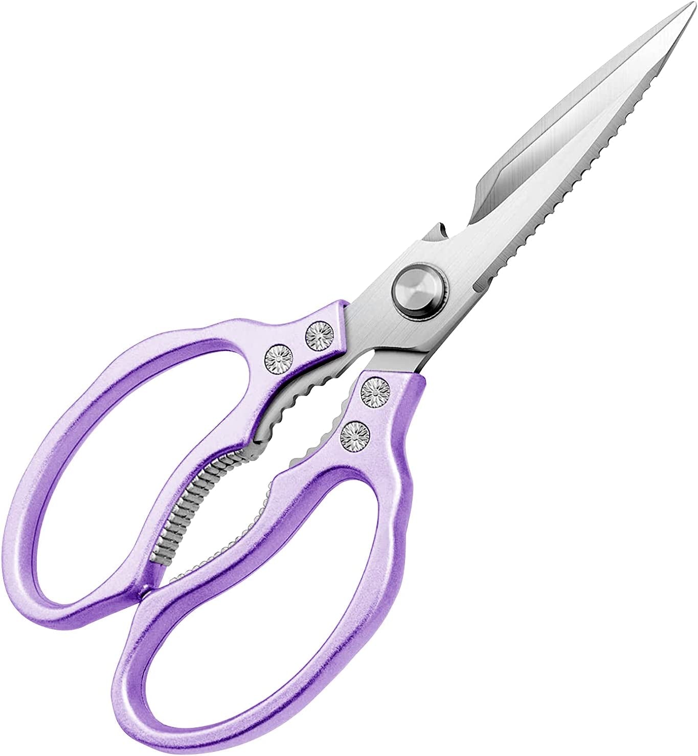 Kitchen Scissors, Sharp Kitchen Shears Dishwasher Safe Heavy Duty,Purple Kitchen Accessories Cooking Shears for Kitchen Meat Chicken Fish Poultry Herb Bread (Purple))