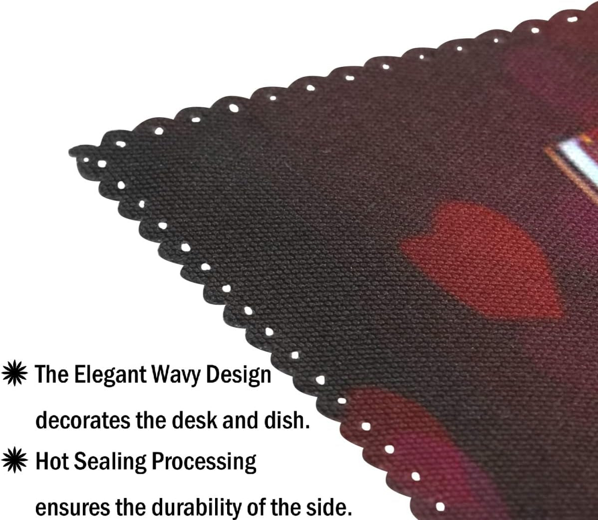 Valentines Day Rose Wine Placemat Table Mat Desktop Decoration Placemats Set of 4 Non Slip Stain Heat Resistant for Dining Home Kitchen Indoor 12X18 In