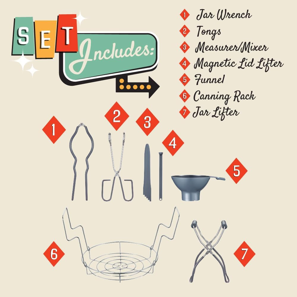 7 Pieces Premium Stainless Steel Canning Set Starter Kit W/ Rack. No Rust, Extra Stability. BULK PACKS (Canning Set)