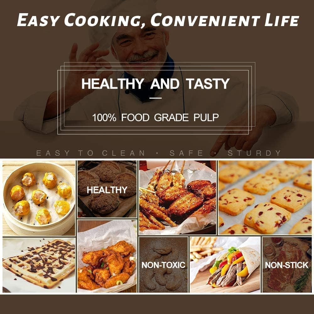 Air Fryer Parchment Paper Liners, 100 Pcs Air Fryer Disposable Paper Liner for 2-3QT Air Fryer, 7 Inch Safe Air Fryer Paper, Non-Stick Steamer Liner for Microwave, Oven, Bamboos Steaming Basket