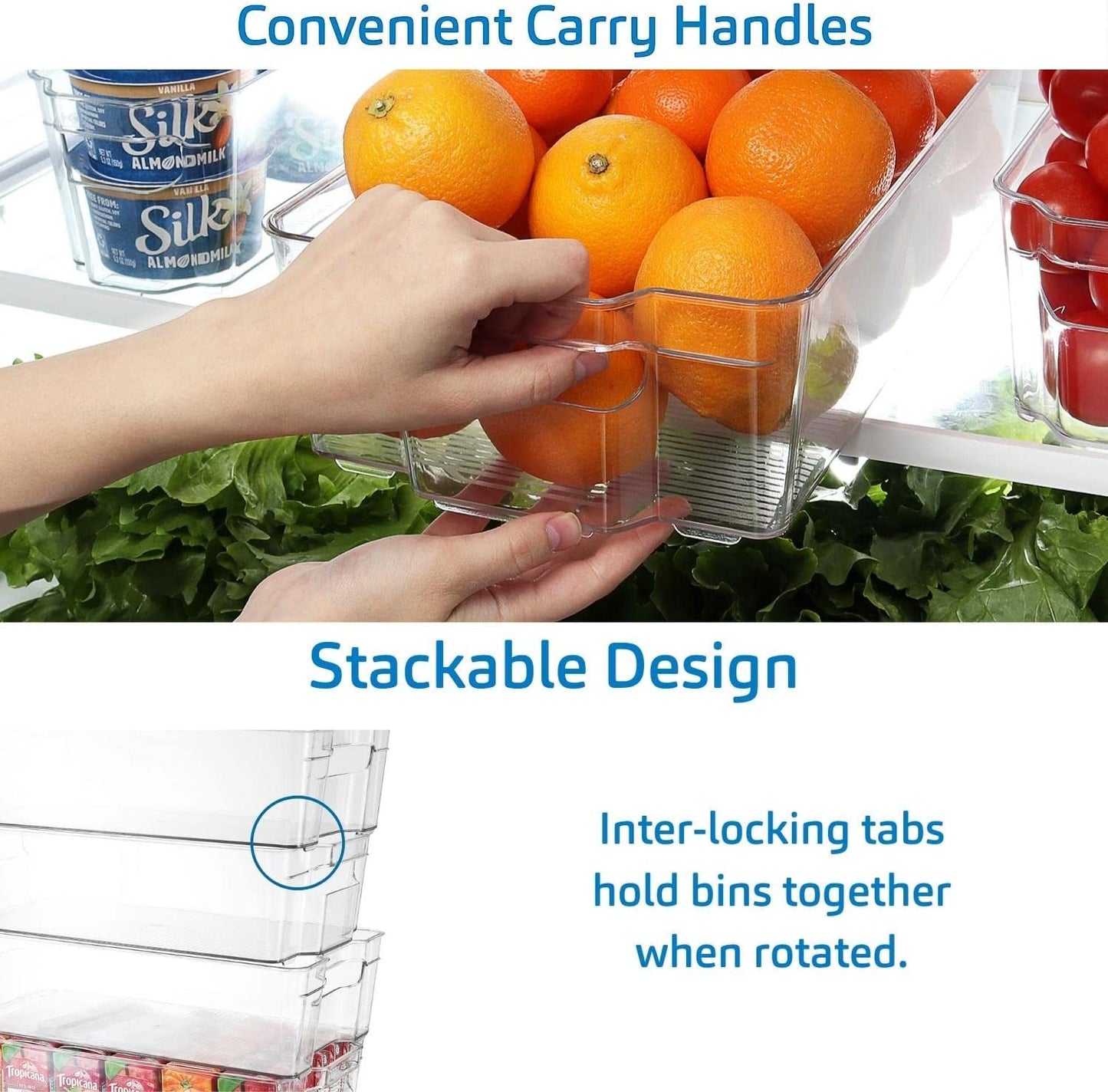 Fridge Organizer - 8 Pieces Refrigerator Organizer Bins - Pantry Organization and Storage for Fridge & Refrigerator- BPA Free Freezer Organizer Bins