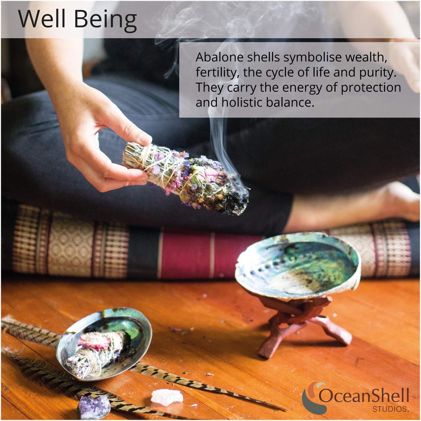 Ocean Shell Studios 5- 6 Inches Premium Natural Abalone (Pāua) Shell for Smudging, Cleansing Home, Meditation, Shell Crafts,Incense Holder, Home Décor, 100% Natural, Sustainable.