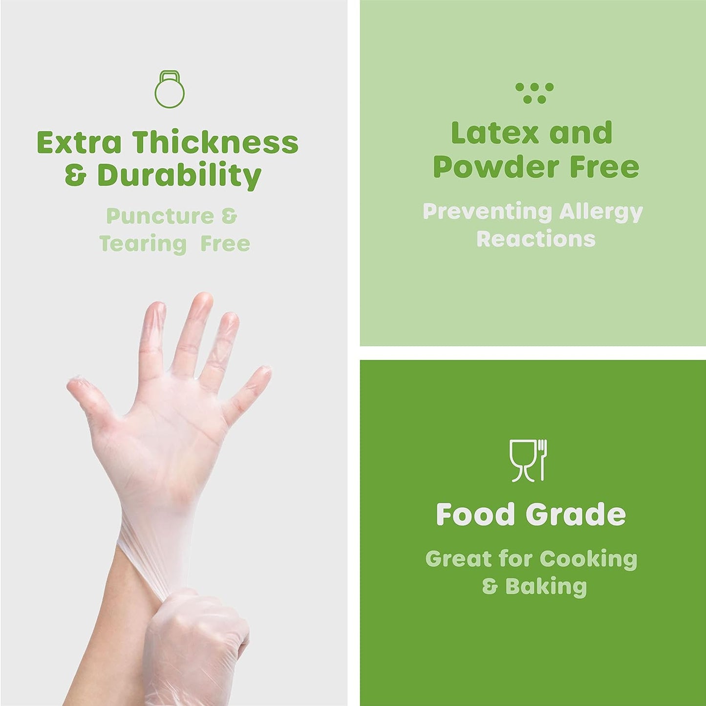 Clear Powder Free Vinyl Disposable Plastic Gloves [100 Pack]