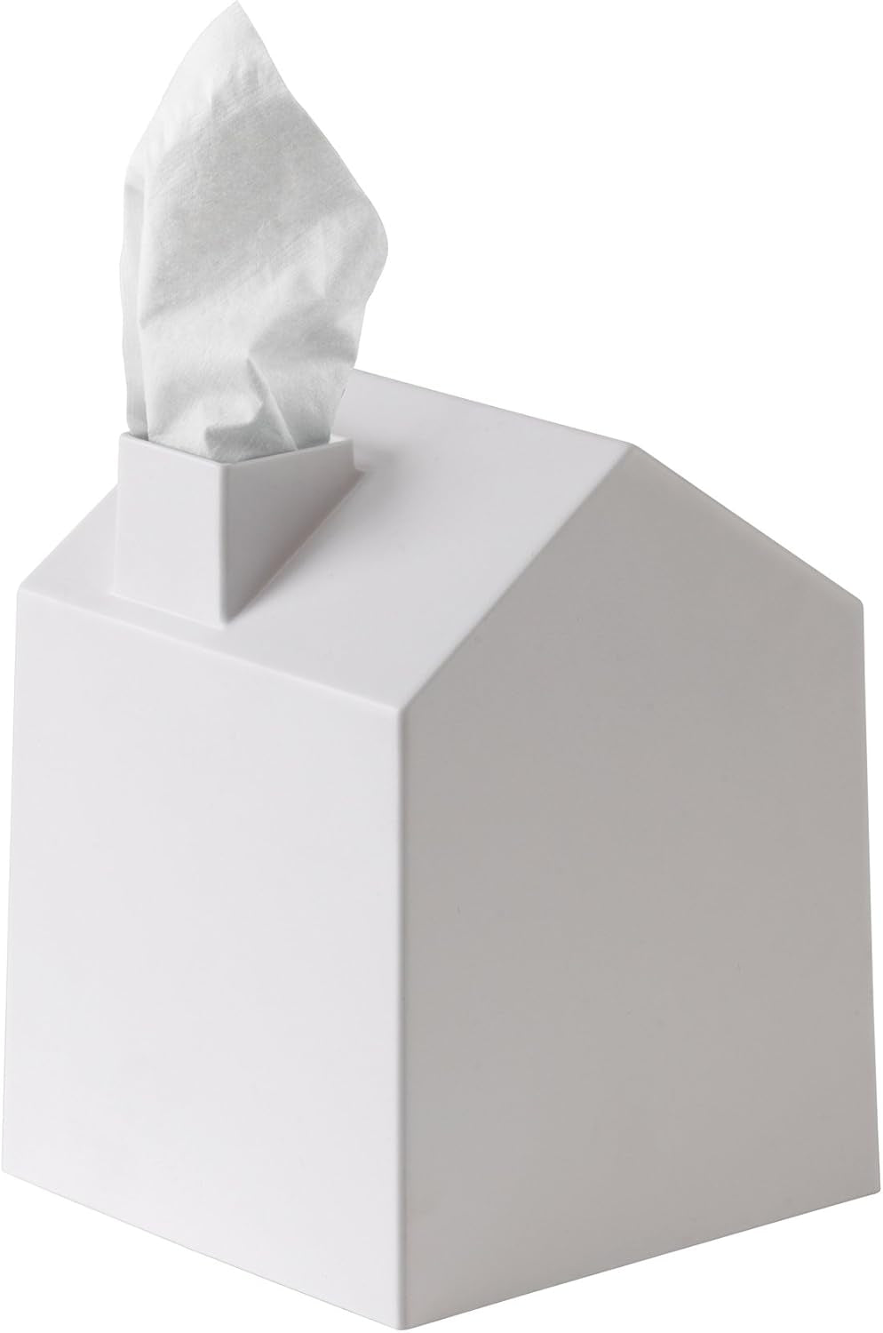 Casa Tissue Box Cover - Adorable House Shaped Square Tissue Box Holder for Bathroom, Bedroom or Office, White
