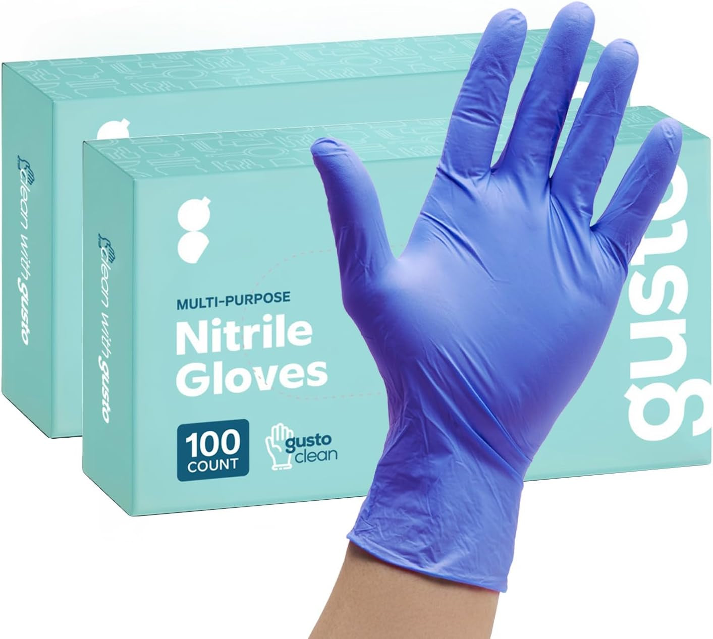 [100 Pack] Disposable Nitrile Gloves - Powder & Latex Free