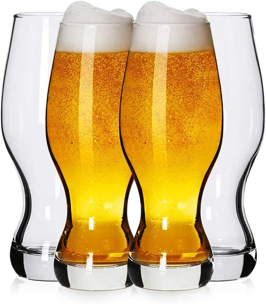 IPA Beer Glasses(Set of 4),16 Oz Pilsner Beer Glasses,Craft Beer Bar Glasses,Lead-Free Drinking Glasses,Ideal Gifts for Lager,Ale or Craft Beer Lovers-Crystal Clear