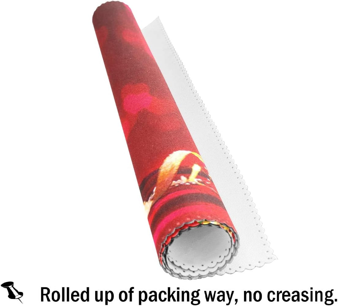 Valentines Day Rose Wine Placemat Table Mat Desktop Decoration Placemats Set of 4 Non Slip Stain Heat Resistant for Dining Home Kitchen Indoor 12X18 In