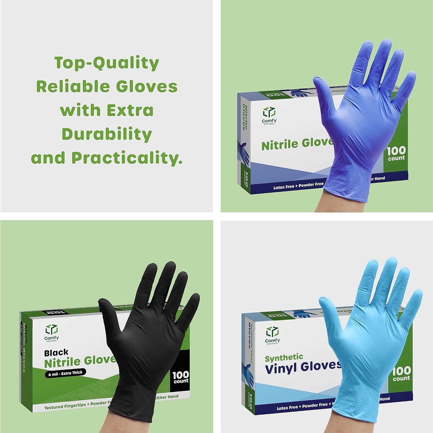 Clear Powder Free Vinyl Disposable Plastic Gloves [100 Pack]