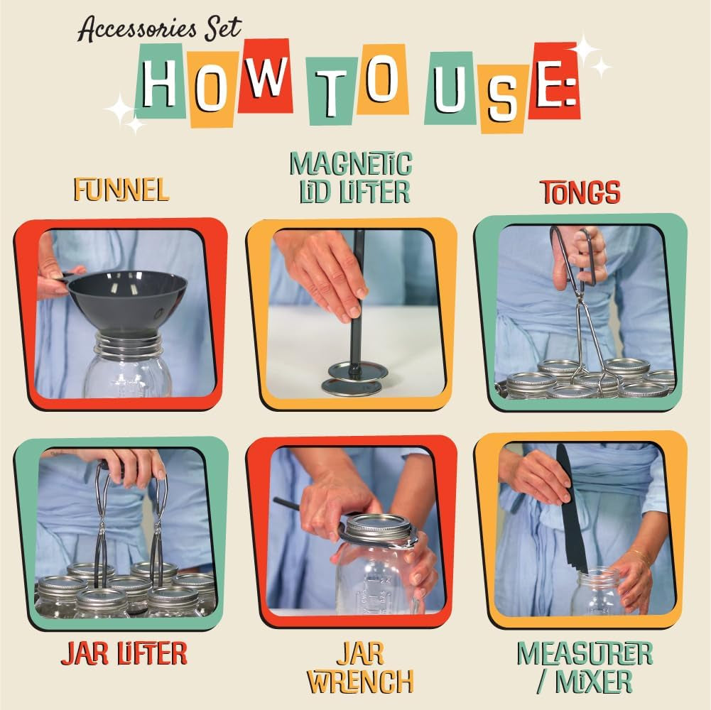 7 Pieces Premium Stainless Steel Canning Set Starter Kit W/ Rack. No Rust, Extra Stability. BULK PACKS (Canning Set)