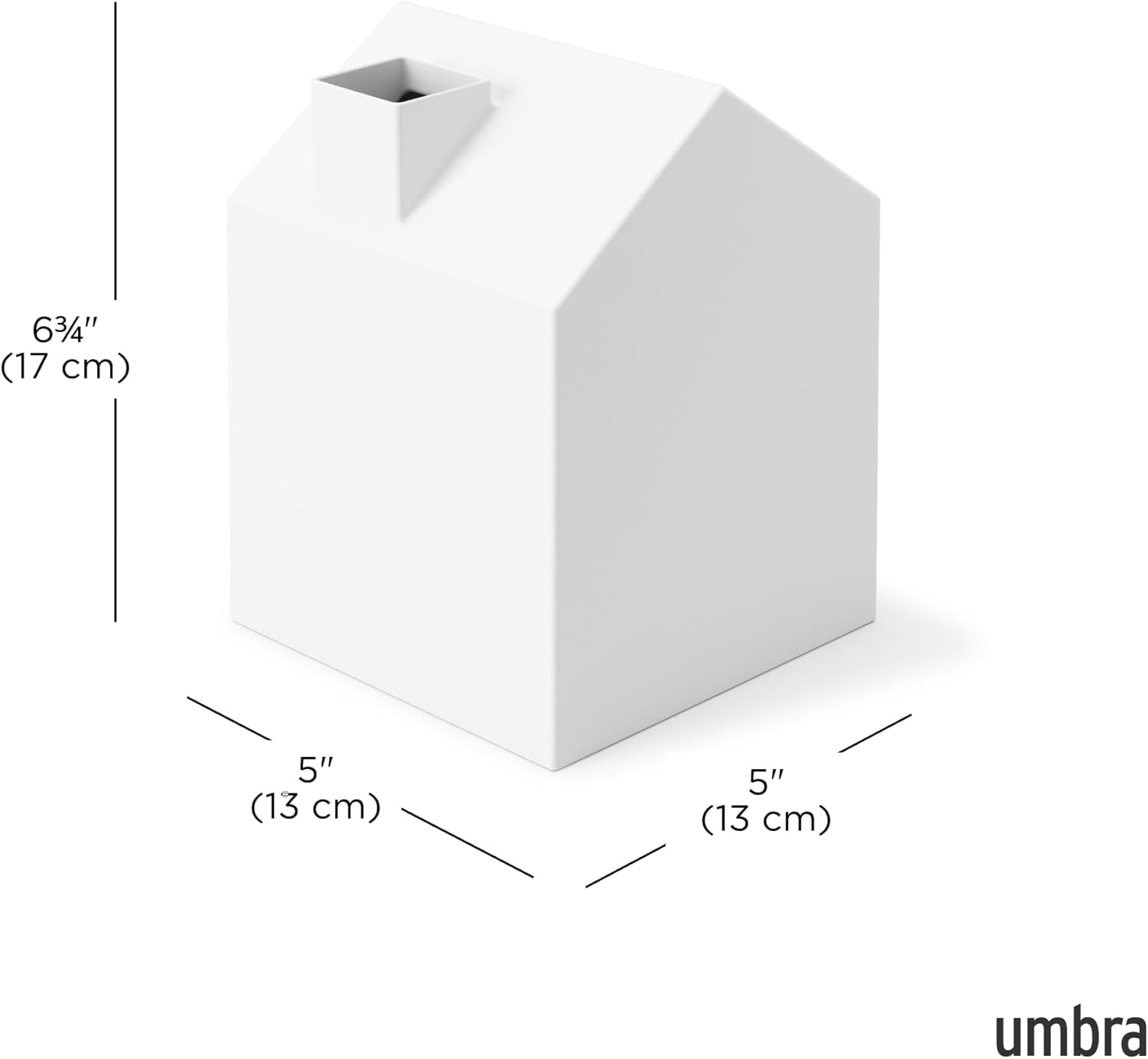Casa Tissue Box Cover - Adorable House Shaped Square Tissue Box Holder for Bathroom, Bedroom or Office, White