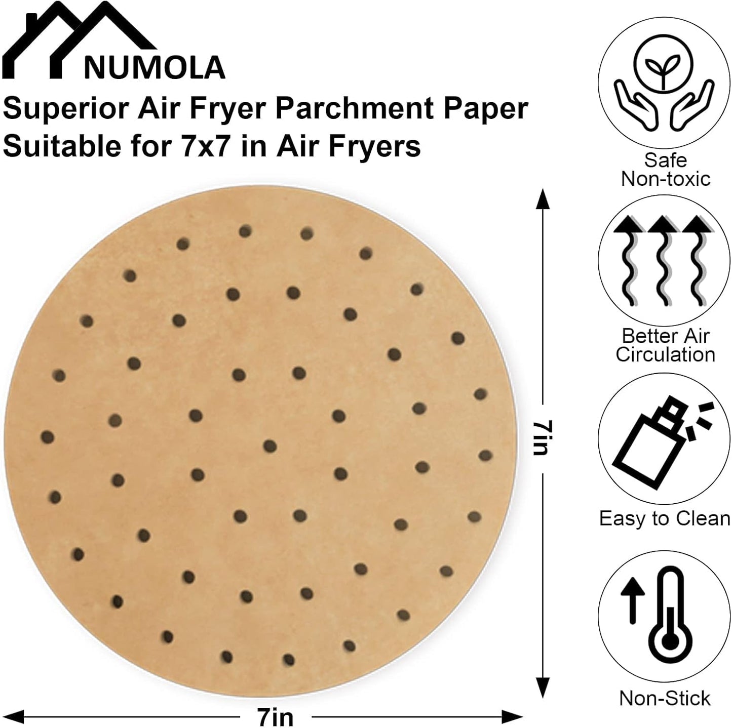 Air Fryer Parchment Paper Liners, 100 Pcs Air Fryer Disposable Paper Liner for 2-3QT Air Fryer, 7 Inch Safe Air Fryer Paper, Non-Stick Steamer Liner for Microwave, Oven, Bamboos Steaming Basket
