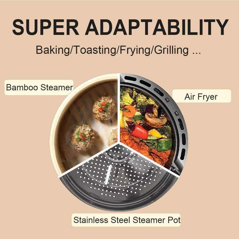 Air Fryer Parchment Paper Liners, 100 Pcs Air Fryer Disposable Paper Liner for 2-3QT Air Fryer, 7 Inch Safe Air Fryer Paper, Non-Stick Steamer Liner for Microwave, Oven, Bamboos Steaming Basket