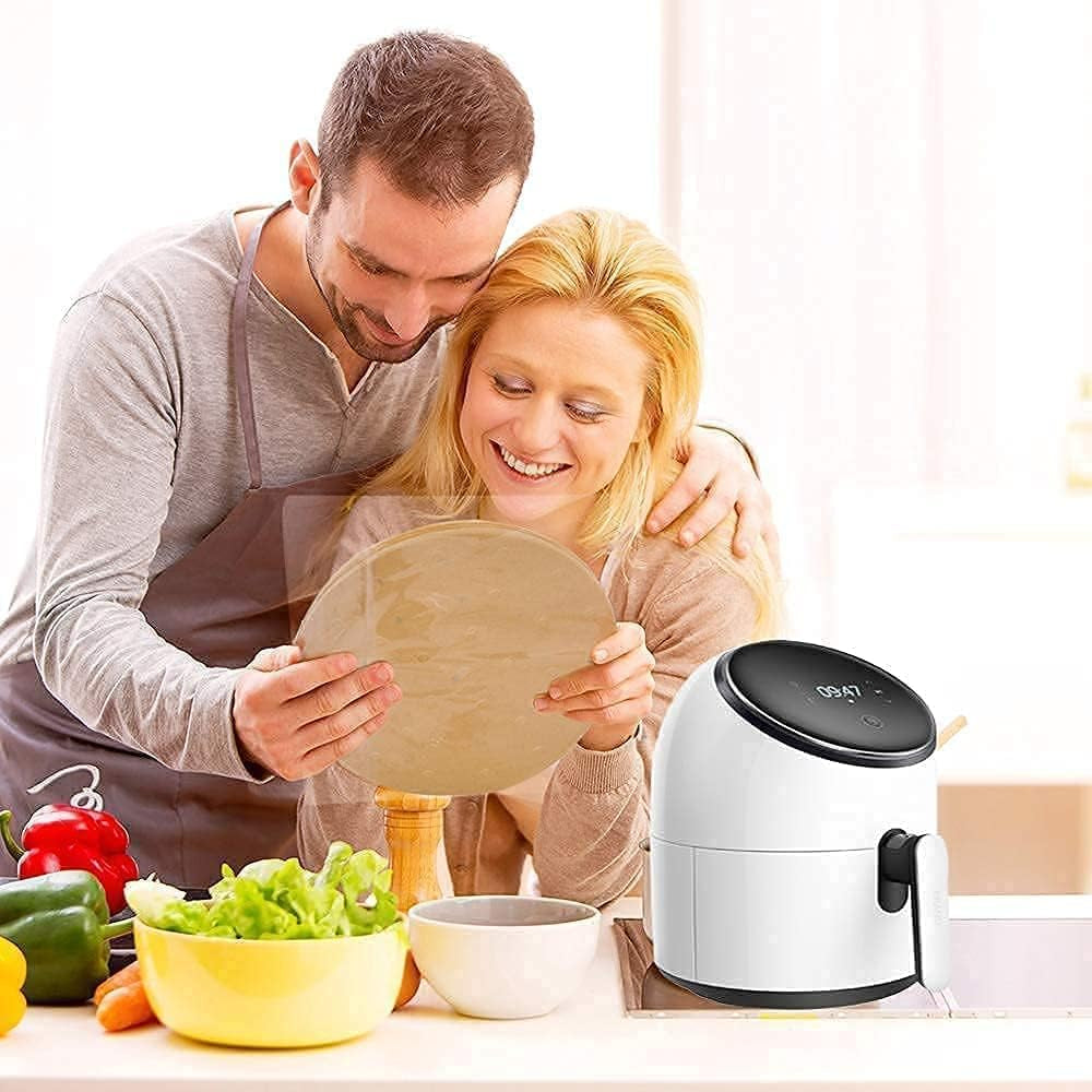 Air Fryer Parchment Paper Liners, 100 Pcs Air Fryer Disposable Paper Liner for 2-3QT Air Fryer, 7 Inch Safe Air Fryer Paper, Non-Stick Steamer Liner for Microwave, Oven, Bamboos Steaming Basket