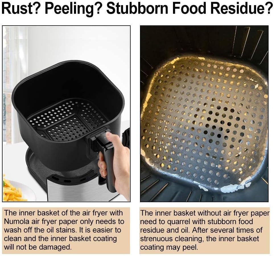 Air Fryer Parchment Paper Liners, 100 Pcs Air Fryer Disposable Paper Liner for 2-3QT Air Fryer, 7 Inch Safe Air Fryer Paper, Non-Stick Steamer Liner for Microwave, Oven, Bamboos Steaming Basket